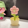 花朵加濕器 電子溫濕度計家用臥室宿舍小型加濕器帶伴睡氛圍燈大霧量補水趣味車(chē)載噴霧器加濕器 粉色花朵【300ml+氛圍燈】 曬單實(shí)拍圖