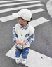 迪士尼（Disney）寶寶春秋裝套裝2025新款1-3歲4帥氣男童春秋季三件套炸街嬰兒童衣 卡其色 機器貓三件套 薄款 110 高-105cm 3-4歲【110碼 曬單實(shí)拍圖