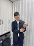 羅蒙外套男秋季商務(wù)男士翻領(lǐng)行政夾克上衣干部廳局風(fēng)爸爸裝i8藏青XL 曬單實(shí)拍圖