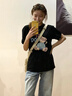 一寸相思黑色純棉短袖t恤女2025夏季新款爆款寬松大碼體恤卡通印花上衣ins 黑色-玩具小熊 L 推薦110-125斤 曬單實(shí)拍圖