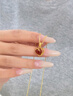 中國黃金愛(ài)心黃金項鏈女足金紅瑪瑙吊墜紀念日禮物送女友老婆生日實(shí)用 京速達-足金玉見(jiàn)你吊墜-紅瑪瑙 贈S925鏈 曬單實(shí)拍圖