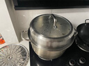 炊大皇304不銹鋼三層蒸鍋家用復(fù)合底湯鍋蒸饅頭包子可視高拱蓋32cm 曬單實(shí)拍圖