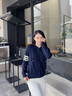 POLOWALK[含羊毛]針織衫女開(kāi)衫外套2024新款毛連帽通勤上衣夾克 藏青 L (165) 曬單實(shí)拍圖