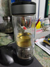 水宜生茶水分離杯鈦杯雙層玻璃杯防燙透明水杯高檔商務(wù)泡茶杯男士便攜 鈦晶版【紳士灰】370ml 曬單實(shí)拍圖