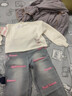 妍莉芬（yanlifen）衛衣女裝小個(gè)子休閑職業(yè)秋季新款女裝套裝2025年秋裝衣服兩件套裝 白色針織衫+粉色字母牛仔褲 M 曬單實(shí)拍圖