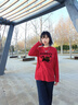 真維斯（JEANSWEST）白色設計感純棉長(cháng)袖T恤女2025春秋季新款小眾薄款內搭打底衫上衣 酒紅 蝴蝶跳跳貓黑 XL 曬單實(shí)拍圖