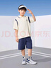 左西男童夏裝套裝涼感2025新款兒童學(xué)院風(fēng)短袖POLO衫運(yùn)動(dòng)衣 米白 140 曬單實(shí)拍圖