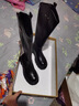 狄德拉大碼女靴41一43顯瘦長(cháng)筒靴厚底增高粗腿胖mm大筒圍騎士靴不過(guò)膝靴 307標準筒黑色單里 41 (255mm) 曬單實(shí)拍圖