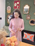 羅蒙（ROMON）加厚禮服連衣裙媽媽結婚加絨套裝喜婆婆婚宴裝秋冬兩件套旗袍裙子 粉色加絨 XL 85-105 曬單實(shí)拍圖