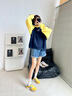 波爾諦奇（BOERDIQI）真皮德訓(xùn)鞋女2025新款軟底拼色舒適百搭厚底增高休閑鞋 黃色 38 曬單實拍圖