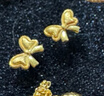 賽菲爾生日禮物黃金耳釘女足金甜美蝴蝶結耳飾 直針款 約1.68克 曬單實拍圖
