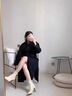OLJ奢侈高端品牌女鞋氣質(zhì)高跟鞋秋季新款時(shí)尚加絨加厚方頭粗跟短靴 米白色(保暖真羊毛里) 37 曬單實(shí)拍圖