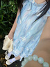 微光里法式甜美風(fēng)藍色碎花短袖連衣裙女夏季新款小個(gè)子仙女蛋糕裙短裙子 蝴蝶結甜美連衣裙【藍色 M】 曬單實(shí)拍圖