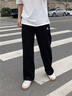 卡爾美（KELME）休閑運動(dòng)長(cháng)褲25新款直筒運動(dòng)褲寬松闊腿針織棉感刺繡褲子 烏黑色 【9537CK1013-寬松】 L 曬單實(shí)拍圖