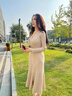 圣保美法式長(zhǎng)袖針織內(nèi)搭連衣裙秋季女裝2025新款氣質(zhì)包臀長(zhǎng)裙子一整套裝 開(kāi)衫+連衣裙【套裝】 M 曬單實(shí)拍圖