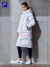 斐樂(lè )（FILA）女子長(cháng)款羽絨服冬季90%鵝絨長(cháng)袖保暖連帽運動(dòng)過(guò)膝開(kāi)衫外套上衣 玉石白-WT S 曬單實(shí)拍圖