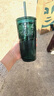 星巴克（Starbucks）杯子玻璃杯墨綠色女神款玻璃吸管杯550ml男女中秋國慶禮物 曬單實(shí)拍圖