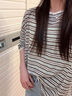 瑜尚臻品撞色條紋防曬罩衫女夏秋2025新款冰絲薄款上衣寬松慵懶風(fēng)長(cháng)袖T恤 慵懶風(fēng)長(cháng)袖T恤【條紋】 均碼 曬單實(shí)拍圖