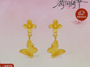 周六福迎春花蝶黃金耳墜女足金耳飾生日禮物計價A0914969 一對 約1.51g 曬單實拍圖