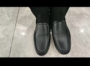 宜馳（EGCHI）商務(wù)休閑鞋男皮鞋大碼套腳頭層牛皮中年鞋子 36274 黑色 43 曬單實(shí)拍圖