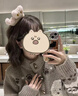 妃奧絨復(fù)古小狗提花針織開衫外套女2025秋冬新款牛角扣費爾島加厚毛衣 咖啡色 S 曬單實拍圖