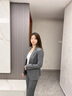 源菲埡職業(yè)裝女套裝長(cháng)袖西裝正裝工作服酒店前臺接待工裝美容院店長(cháng)工服 單件灰色西裝 L 曬單實(shí)拍圖