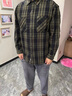 潮與共美式復古重磅純棉長(cháng)袖格子襯衫男加厚寬松休閑襯衣潮牌外套秋冬款 咖啡色 M 適合100-120斤 曬單實(shí)拍圖