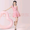 芭比泳衣女連體裙式粉色時(shí)尚顯瘦仙女范泡溫泉性感海邊度假游泳裝 曬單實(shí)拍圖
