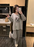 另約卡通KT貓睡衣女春秋季2025新款純棉長(cháng)袖長(cháng)褲薄款套裝少女生家居服 W708 灰色KT貓 XL 曬單實(shí)拍圖