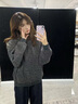 衣品元外套女2025秋季新款條紋美式復古毛呢寬松百搭毛衣連帽上衣開(kāi)衫 黑色 L (105-120斤） 曬單實(shí)拍圖