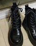 達芙妮黑色馬丁靴女秋冬季加絨厚底增高2025新款靴子英倫風(fēng)低幫短靴 曬單實(shí)拍圖