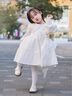 G.DUCKKIDS童裝女童連衣裙春秋季新款兒童裙子秋裝花童蓬蓬裙女孩生日禮服裙 白色【春秋款】 90 尺碼1~2歲【 80-90cm】cm 曬單實(shí)拍圖