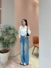 美麗衣櫥（BEAUTIFUL WARDROBE）水洗復古寬松垂感闊腿褲女2025秋季百搭高腰顯瘦直筒牛仔褲女 曬單實(shí)拍圖