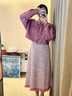 妍莉芬（yanlifen）穿搭衣服牛仔外套吊帶裙子套裝女秋季2025年新款針織連衣裙兩件套 樹(shù)莓紫【吊帶裙+外套】 S【建議85斤-110斤】 曬單實(shí)拍圖