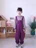 mlgt kids童裝女童秋季背帶褲套裝2025新款兒童條紋兩件套春秋款衣服 紫色 正碼 勿拍大 120 曬單實(shí)拍圖