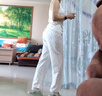 純棉女長睡褲直筒全棉寬松休閑家居褲可外穿 D112彩色點(diǎn)女 XL 推薦120-140斤 曬單實(shí)拍圖