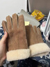 恒源祥麂皮絨手套女士2024秋冬季加絨加厚戶(hù)外防風(fēng)保暖手套防寒禮盒裝 棕色 均碼 曬單實(shí)拍圖