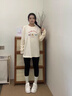 班尼路長(cháng)袖t恤女裝春秋冬純棉打底衫潮流寬松小個(gè)子女生百搭純色上衣服 杏#格子貓 【100%純棉】 M 曬單實(shí)拍圖
