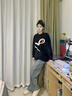 靖颯美式潮流牛仔褲男秋季薄款松緊腰寬松直筒闊腿褲青少年休閑褲子 藍色 XL 曬單實(shí)拍圖