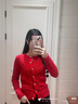 Polo Ralph Lauren 拉夫勞倫 女裝 修身版絞花編結棉針織開(kāi)襟衫RL27205 600-紅色 XS 曬單實(shí)拍圖