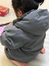 保姆鵝 兒童短款羽絨服男女童連帽保暖白鴨絨加厚防風(fēng)外套冬裝 炭黑 130 曬單實拍圖