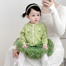 優(yōu)奇嬰兒毛衣秋裝新款女寶寶針織衫開衫嬰幼兒上衣小外套女童洋氣衣服 綠色 80 曬單實拍圖
