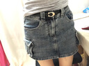 UR2025夏季新款女裝復古休閑工裝口袋牛仔半裙UYV850045 藍色 (有內襯) S 曬單實(shí)拍圖