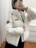 鴨鴨【都市靜奢系列】新中式流蘇羽絨服女短款冬2025最新款小個(gè)子外套 米色 S (155) 曬單實(shí)拍圖