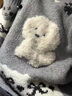 妃奧絨復(fù)古小狗提花針織開衫外套女2025秋冬新款牛角扣費爾島加厚毛衣 灰色 M 曬單實拍圖