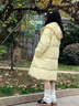 芭芙達妮棉服女款2025年最新款冬季棉衣韓系中長(cháng)版奶黃牛角扣棉襖女厚外套 奶黃 M 曬單實(shí)拍圖