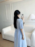 婧麒（JOYNCLEON）孕婦連衣裙夏款2025新款女氣質夏季哺乳裙子寬松孕婦夏裝長裙 淺藍【紐扣可哺乳】Jly22130 L 曬單實拍圖
