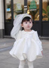 G.DUCKKIDS女寶寶周歲公主裙生日禮服花童婚紗蓬蓬裙2025春秋新款高端連衣裙 米白色 80 cm 曬單實(shí)拍圖