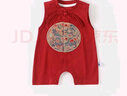 DUUDUU嬰兒衣服短袖連體衣百天新生兒國風(fēng)周歲寶寶爬服 刺繡 紅  80cm  曬單實(shí)拍圖