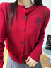 MARDI玫瑰logo刺繡羊毛衫24年秋冬新款修身顯瘦紐扣針織開(kāi)衫女毛衣外套 TF901  紅色 均碼 曬單實(shí)拍圖